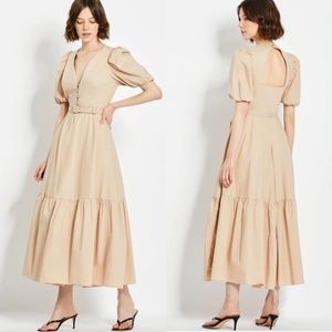 Nicholas rebecca puff sleeve cotton poplin fit flare midi dress  NO OFFERS